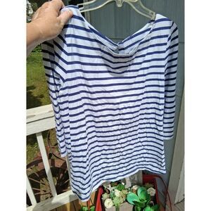 lilly pulitzer white & navy blue striped top long sleeve XL